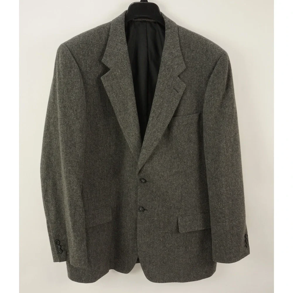 Debenhams Flannel Wool Notch Lapel Two Button Sport Coat Men's 46L Gray Portugal